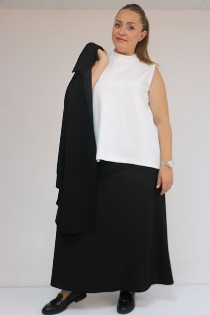 D-58510 Büyük Beden Kısa Modal İçlik - Ekru