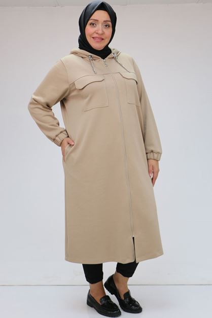 43036 Plus Size Oysho Cap with Chain Cord - Mink