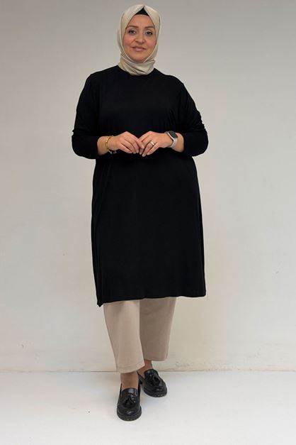 8180 تونيك بأزرار مقاس كبير -  لون القهوة 