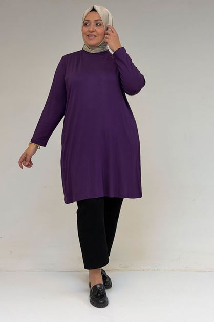 8180 تونيك بأزرار مقاس كبير -  لون القهوة 