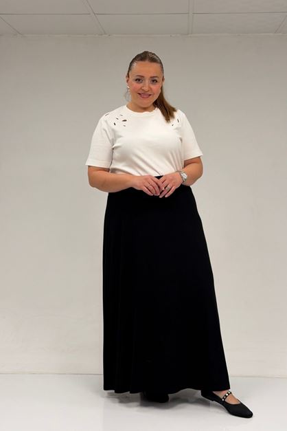 65001 Büyük Beden Basic Penye Etek - Siyah