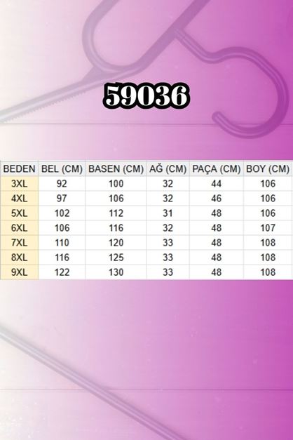 59036 Büyük Beden Beli Lastikli Cep Görünümlü Kot Pantolon - Siyah