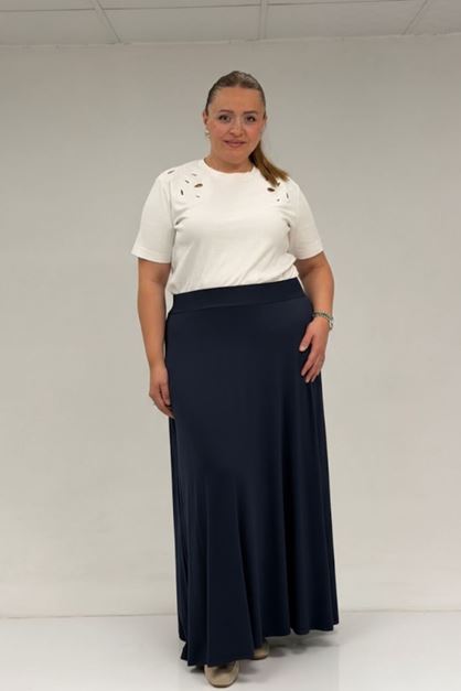 65001 Büyük Beden Basic Penye Etek - Lacivert