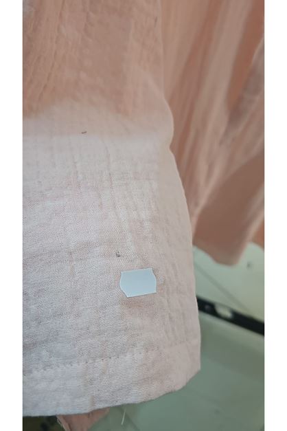 D-58092 Büyük Beden Çift Düğme Detaylı Müslin Gömlek - Tozpembe