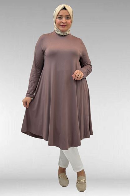 28016 Plus Size Mevlana Combed Cotton Tunic - Navy Plum