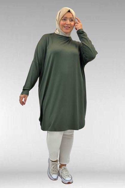 8180 تونيك بأزرار مقاس كبير -  لون القهوة 