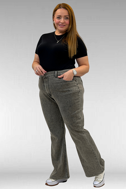 D-9110-11 Büyük Beden İspanyol Paça Kot Pantolon - Antrasit