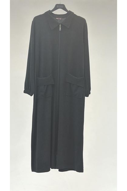 T-3154 Büyük Beden Penye Ceket  - Siyah