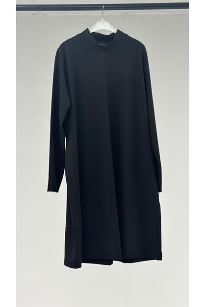 T-1737 Büyük Beden Uzunkol Tesettür Mayo Tuniği - Siyah