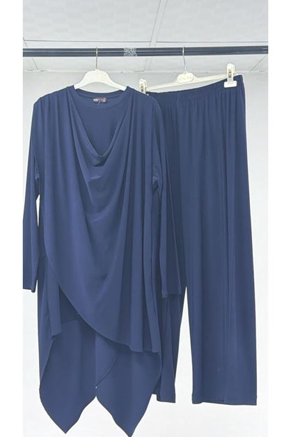 T-57072 Büyük Beden Sandy Pantolonlu Takım - Lacivert