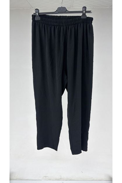 T-57018 Büyük Beden Kolları Lastikli Boydan Düğmeli Airobin Pantolonlu Takım Pantolonu - Siyah