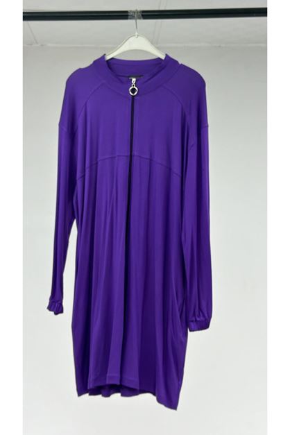 T-54037 Büyük Beden Penye Ceket - Mor