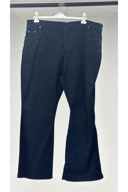 T-1107 Büyük Beden İspanyol Paça Denim Pantolon -  Siyah