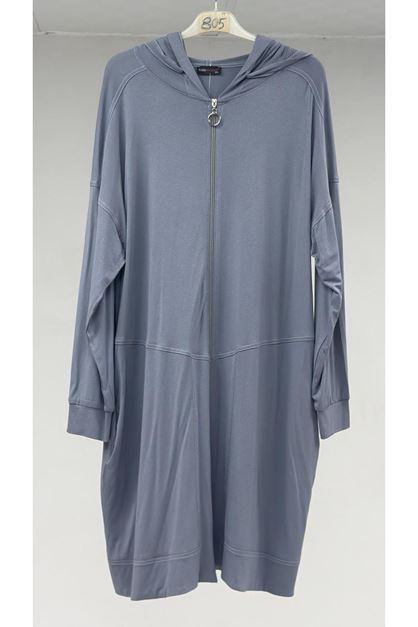 T-53056 Büyük Beden Hakim Yakalı Cepli penye Kap - Gri