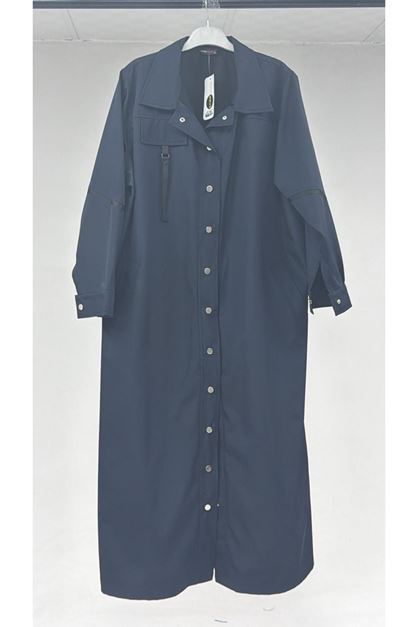 T-46019 Büyük Beden Bondit Kaban -  Lacivert