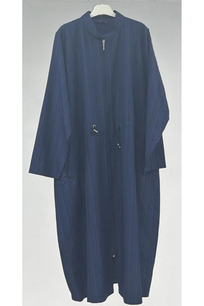 T-43056 Büyük Beden Hakim Yaka Trençkot - Lacivert