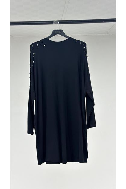 T-28092 Büyük Beden Düşük Kol Penye Tunik - Siyah