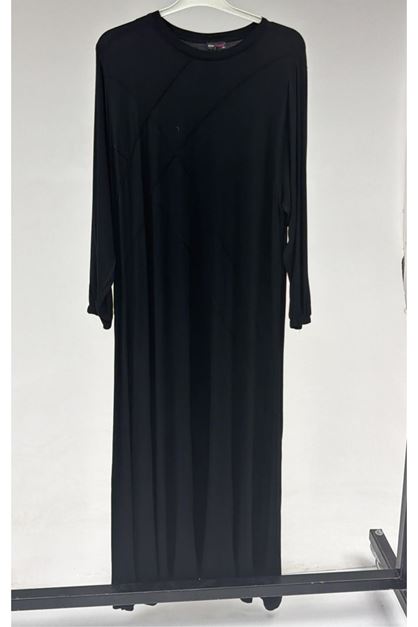 T-62002  Büyük Beden Penye Elbise - Siyah