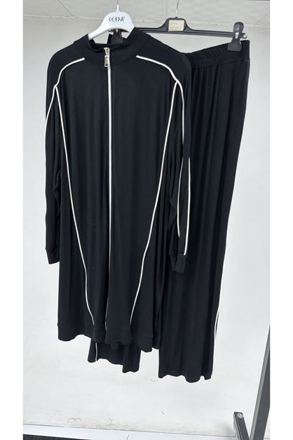 T-67011 Büyük Beden Pantolonlu Modal Takım - Siyah