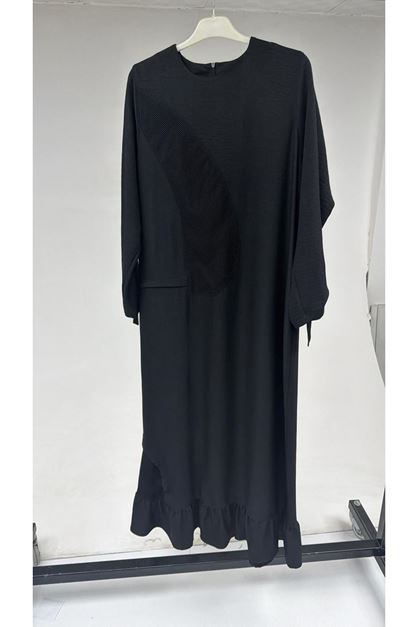 T-52002  Büyük Beden Müslin Elbise - Siyah
