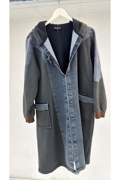 D-T-1119 Büyük Beden Modal Denim Ceket - Antrasit