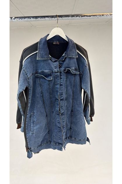 D-T-1120 Büyük Beden Arkası Modal Denim Ceket - Antrasit