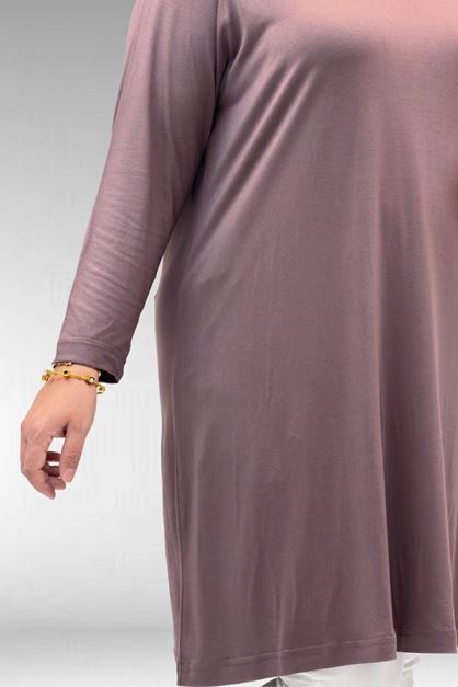 8180 تونيك بأزرار مقاس كبير -  لون القهوة 