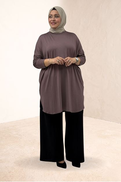 38111 Plus Size Basic Combed Cotton Tunic - Black