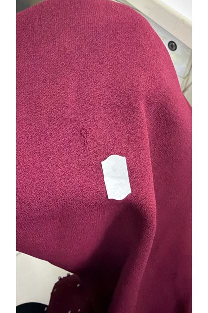 D-52025 Büyük Beden Etek Ucu Volanlı Taş Detaylı Elbise - Bordo
