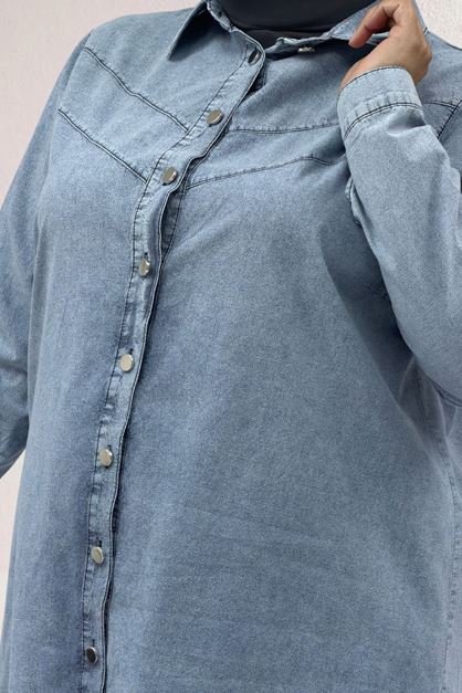 47008 Large Size Lyocell Tassel Trousers Suit-Blue
