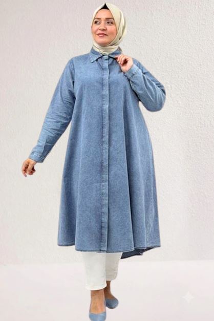47008 Large Size Lyocell Tassel Trousers Suit-Blue