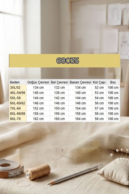 68035 Büyük Beden  Büyü Düğme Detaylı Maroken Gömlek - Saks