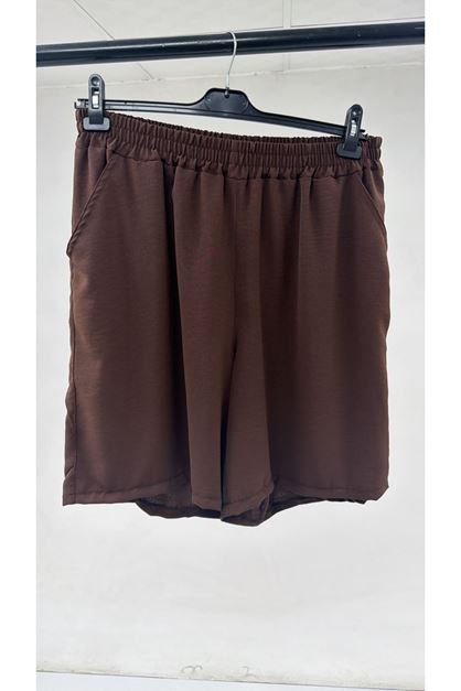 T-59201 Büyük Beden Kısa Pantolon - Kahve