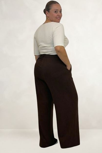 9012 Plus Size Elastic Waist Pants - Petrol