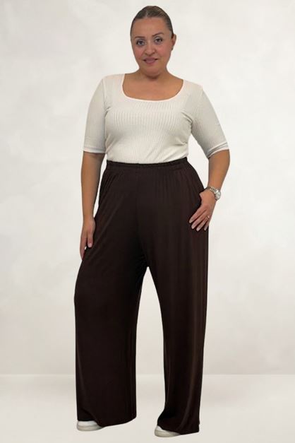 9012 Plus Size Elastic Waist Pants - Petrol