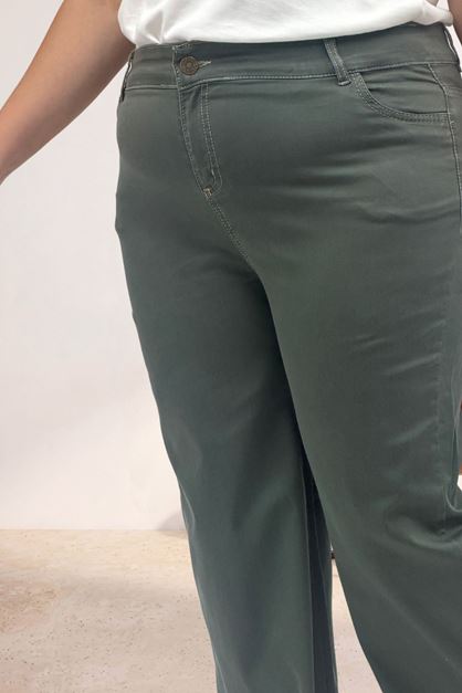 5051 Cep Detaylı Borupaça Gabardin Pantolon - Haki