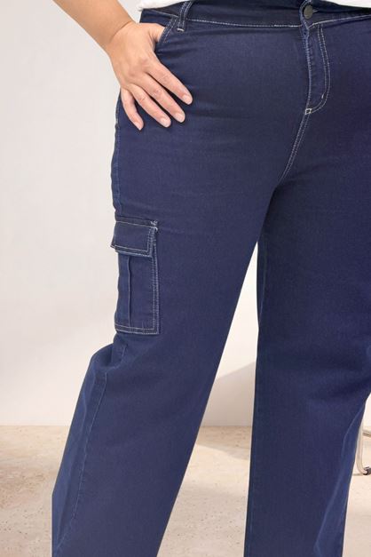 5067 Kargo Cep Detaylı Kot Pantolon - Koyu Mavi