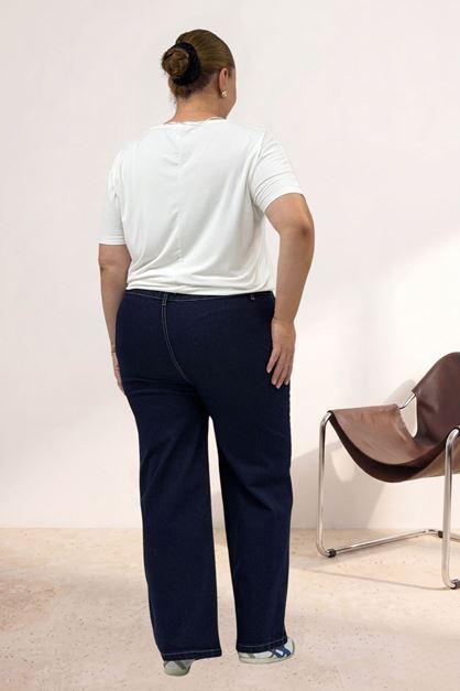 5065 Cepsiz Borupaça Kot Pantolon - Koyu Lacivert