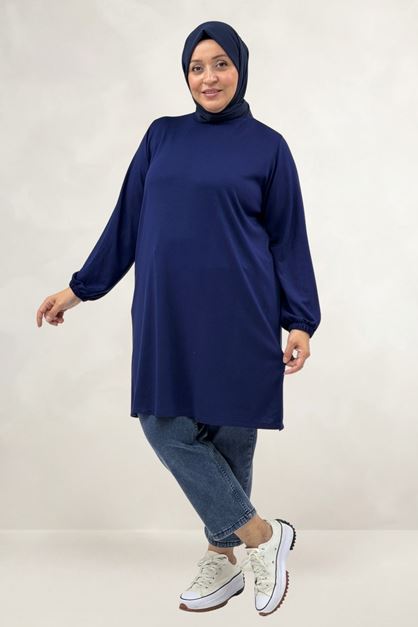 68080 Büyük Beden Basic Modal Tunik - Lacivert