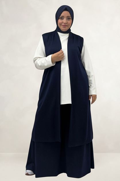 64003 Büyük Beden Giy-Çık Modal Yelek - Lacivert