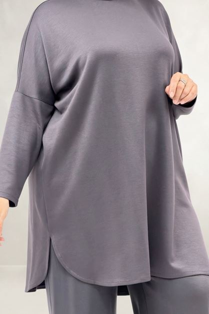 68091 Büyük Beden Basic Modal Tunik - Antrasit