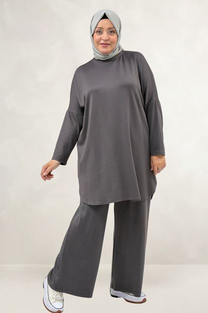 68091 Büyük Beden Basic Modal Tunik - Antrasit