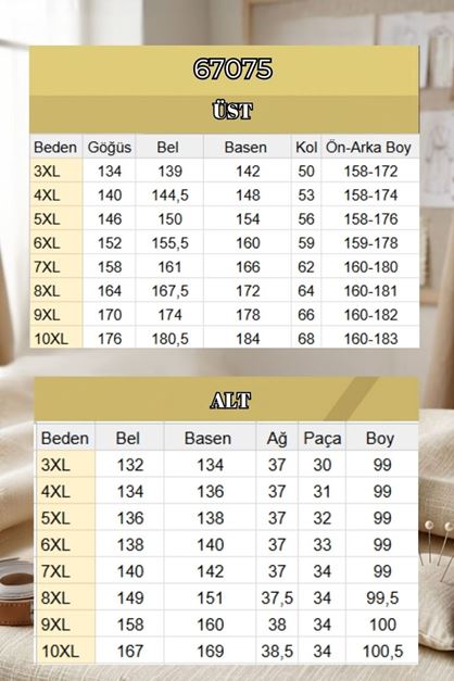 67075 Büyük Beden Eteği Parça Detaylı Modal Pantolonlu Takım - Siyah