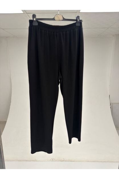 T-59206 Büyük Beden Beli Lastikli Pantolon - Siyah