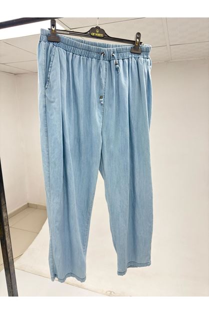 T-29001 Büyük Beden Dar Paça Kot Pantolon - Buz Mavi