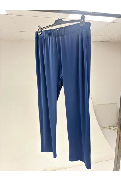 T-59203 Büyük Beden Beli Lastikli Pantolon - İndigo