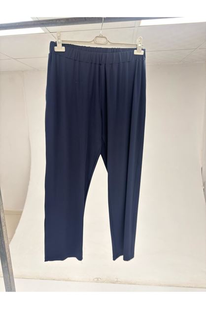 T-59203 Büyük Beden Beli Lastikli Pantolon - Lacivert