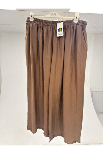 T-67065 Büyük Beden Pantolon -Ceket Kombinli Double Tensel Pantolon - Taba
