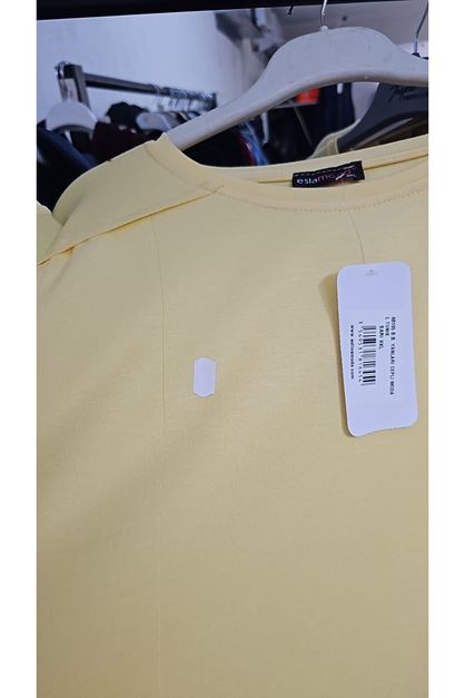 D-68105 Büyük Beden Yanları Cepli Modal Tunik - Sarı