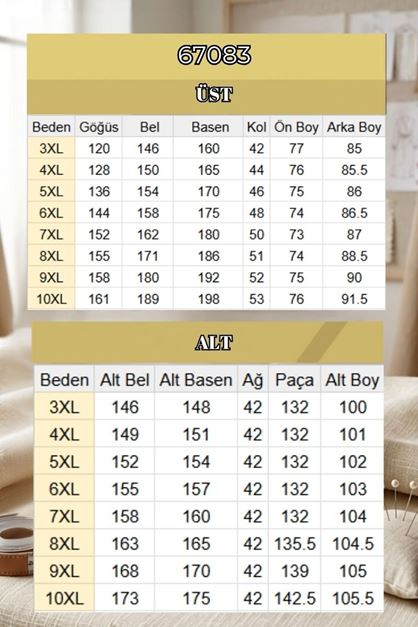 67083 Büyük Beden Etek Ucu Kuş Gözü Ve Biye Detaylı Modal Pantolonlu Takım - Lacivert